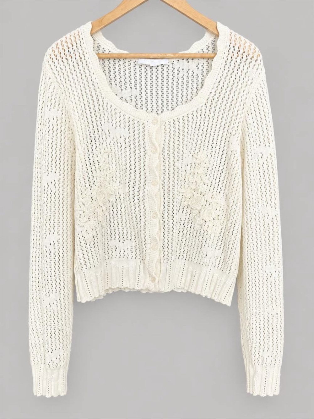 Celebrity Pink Ivory Crochet Floral Bridgerton Button-Up Cardigan - XL